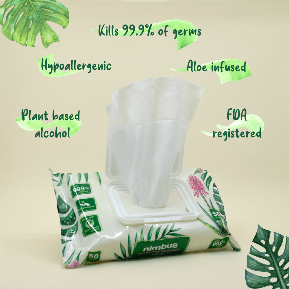 Anti-Bacterial Wet Wipes infused with Aloe